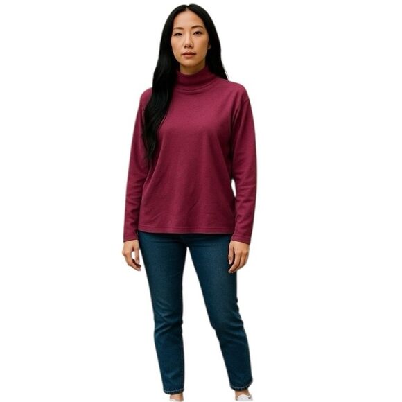 Peruvian Connection Womens Turtleneck Tunic Pima Cotton Long Sleeve Burgundy  XL - Picture 15 of 15